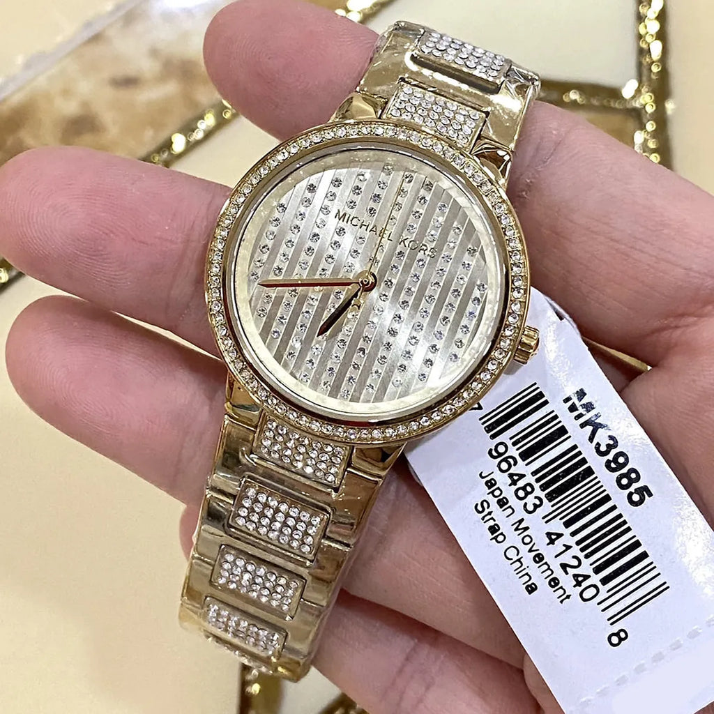 Michael Kors Gabbi Crystals Gold Dial Gold Steel Strap Watch For Women - MK3985 Buy Now By Michael Kors