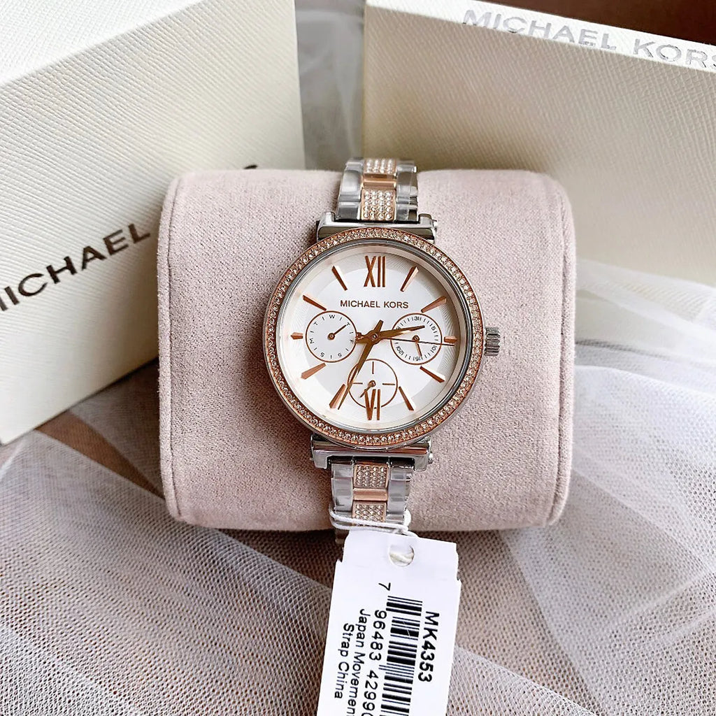 Michael Kors Sofie Chronograph White Dial Two Tone Steel Strap Watch For Women - MK4353 Buy Now By Michael Kors