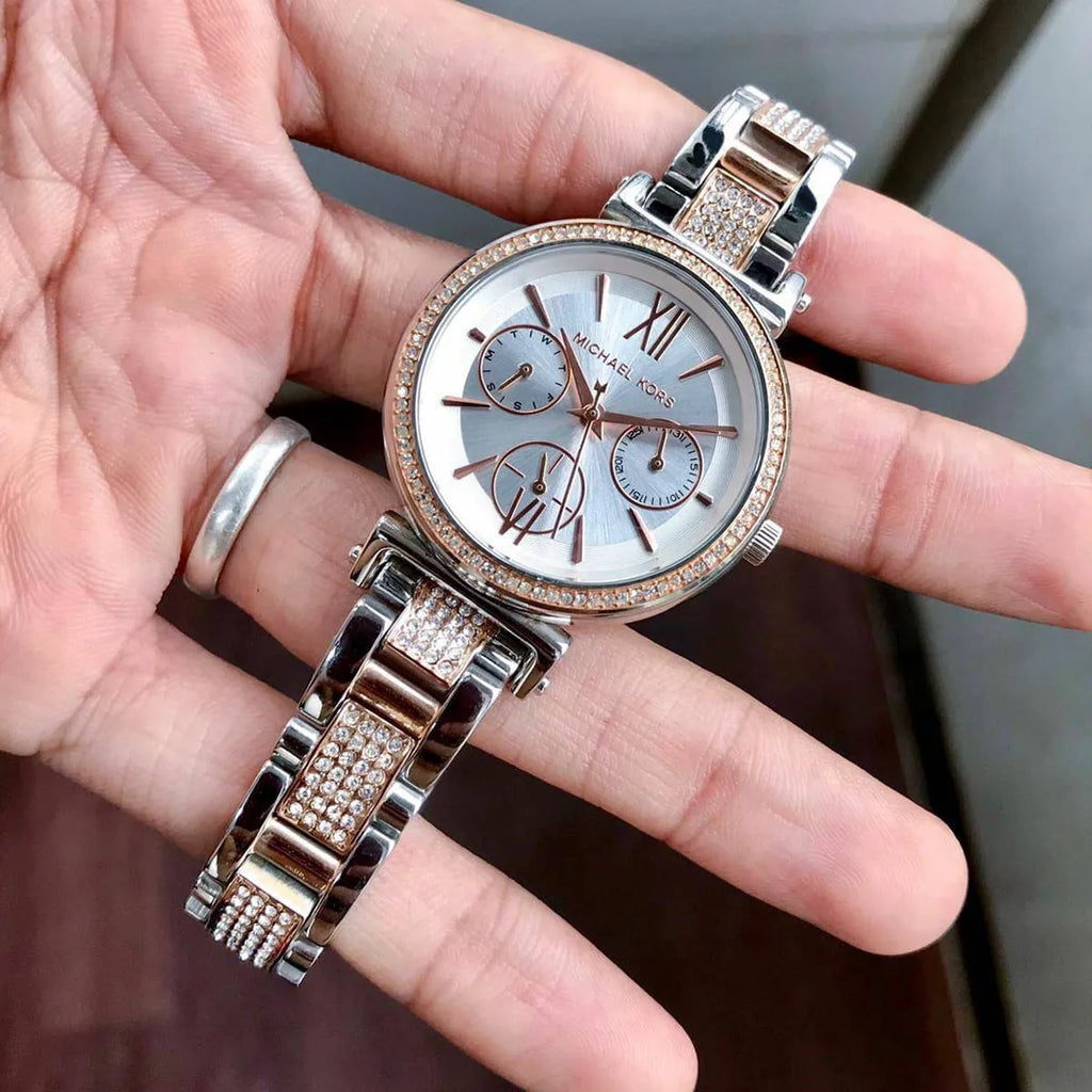 Michael Kors Sofie Chronograph White Dial Two Tone Steel Strap Watch For Women - MK4353 Buy Now By Michael Kors