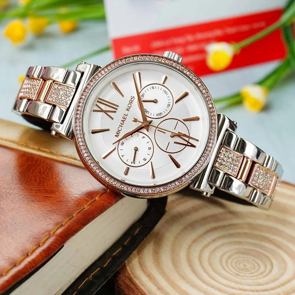 Michael Kors Sofie Chronograph White Dial Two Tone Steel Strap Watch For Women - MK4353 Buy Now By Michael Kors