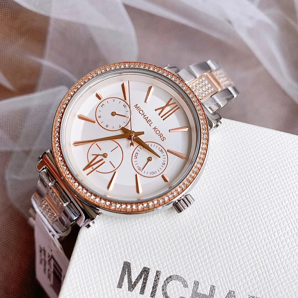 Michael Kors Sofie Chronograph White Dial Two Tone Steel Strap Watch For Women - MK4353 Buy Now By Michael Kors