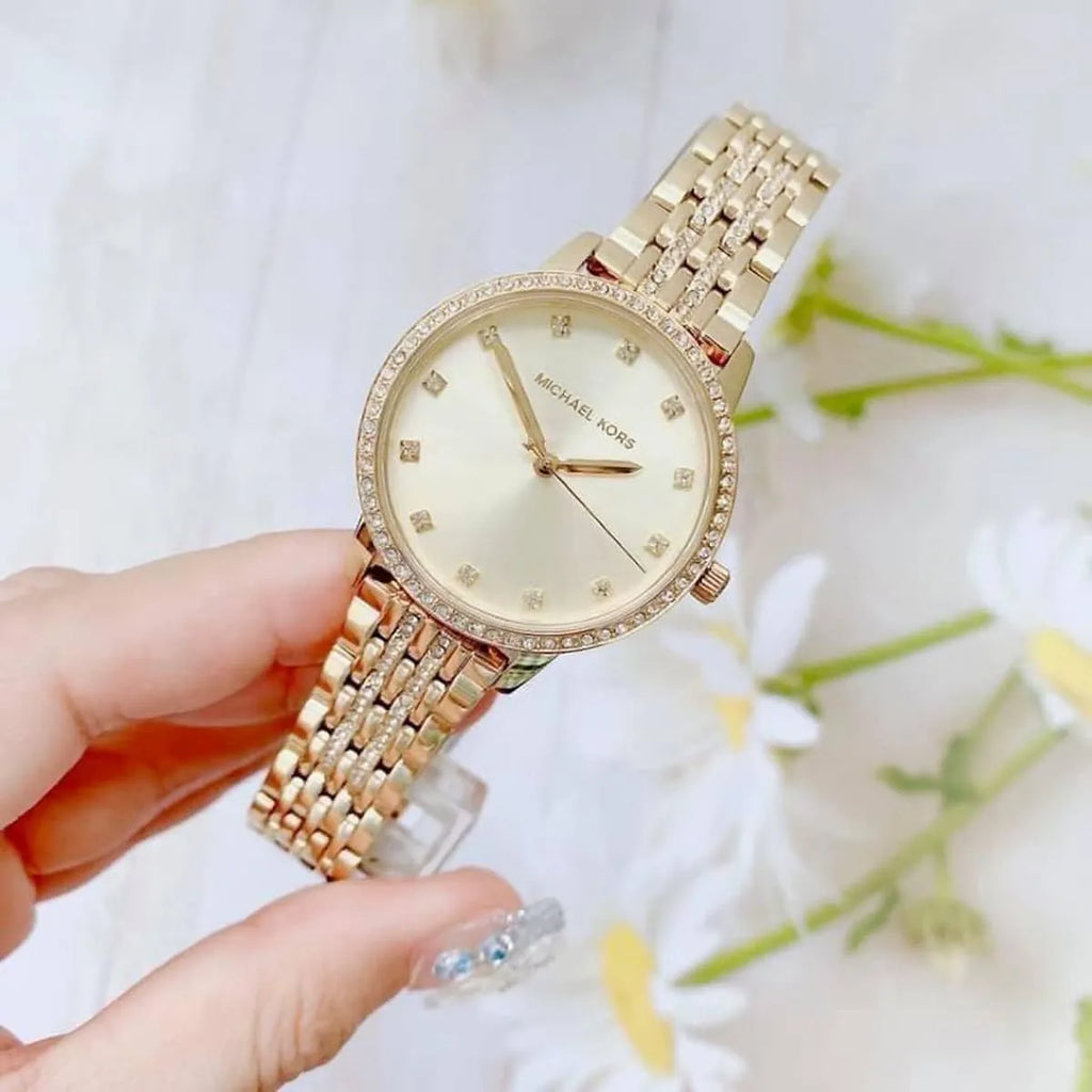 Michael Kors Melissa Quartz Gold Dial Gold Steel Strap Watch for Women - MK4368 Buy Now By Michael Kors