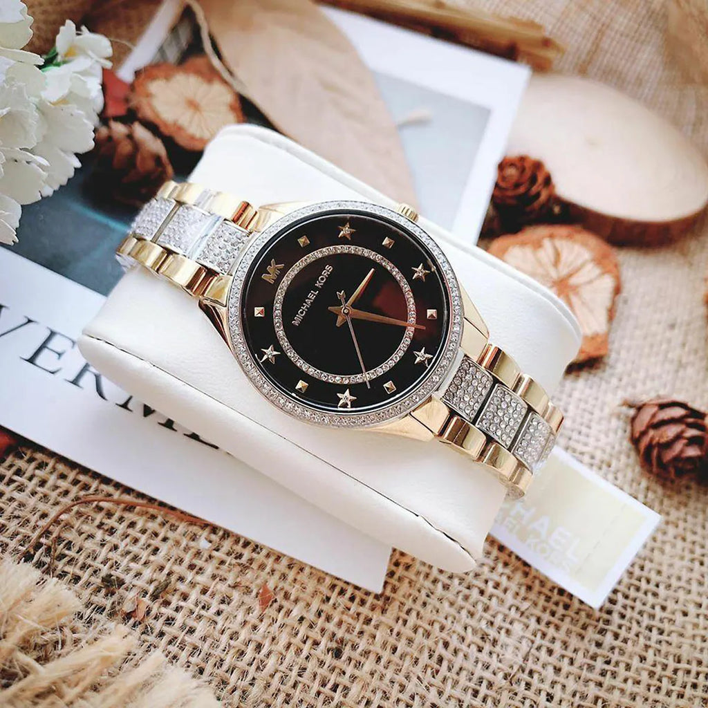 Michael Kors Lauryn Crystal Pave Black Dial Two Tone Steel Strap Watch For Women - MK4403 Buy Now By Michael Kors