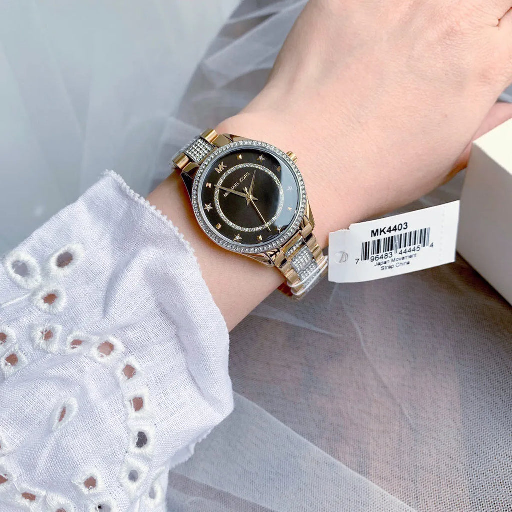 Michael Kors Lauryn Crystal Pave Black Dial Two Tone Steel Strap Watch For Women - MK4403 Buy Now By Michael Kors