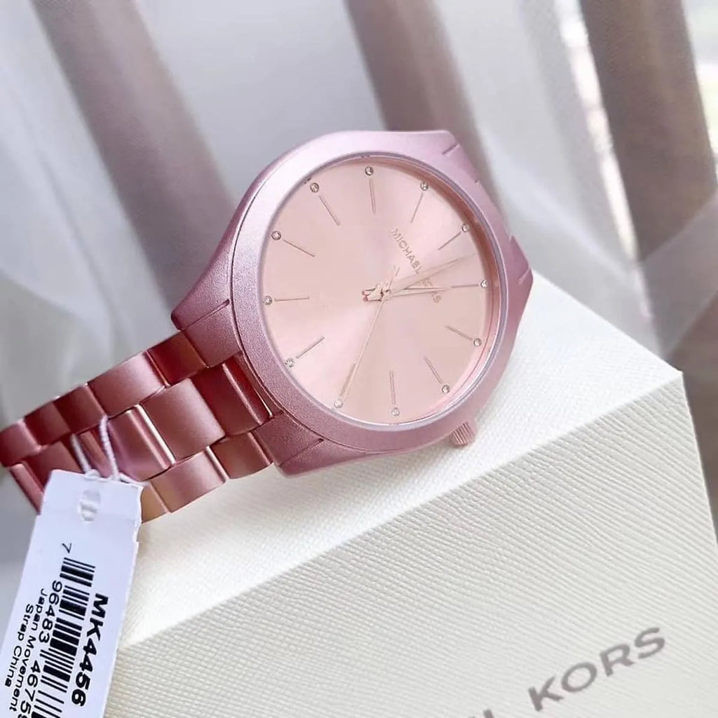Michael Kors Slim Runway Pink Dial Pink Steel Strap Watch For Women - MK4456 Buy Now By Michael Kors