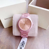 Michael Kors Slim Runway Pink Dial Pink Steel Strap Watch For Women - MK4456 Buy Now By Michael Kors