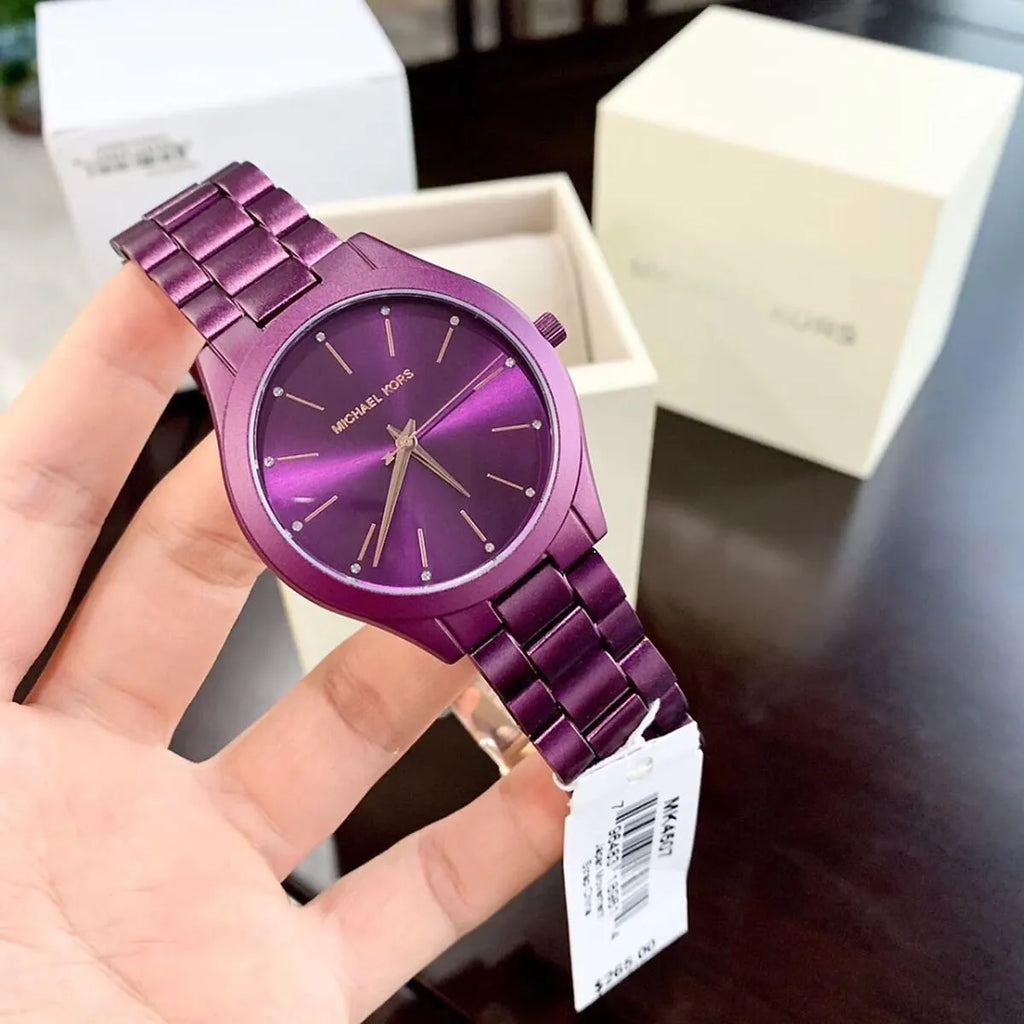 Michael Kors Slim Runway Quartz Purple Dial Purple Steel Strap Watch For Women - MK4507 Buy Now By Michael Kors