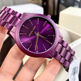 Michael Kors Slim Runway Quartz Purple Dial Purple Steel Strap Watch For Women - MK4507 Buy Now By Michael Kors