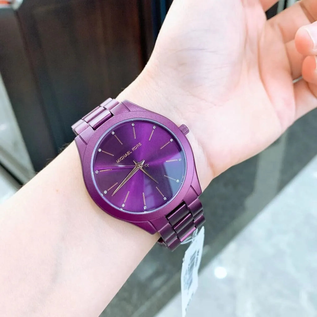 Michael Kors Slim Runway Quartz Purple Dial Purple Steel Strap Watch For Women - MK4507 Buy Now By Michael Kors