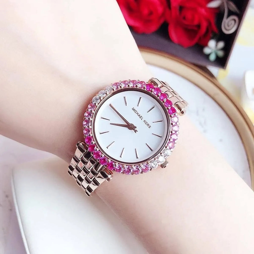 Michael Kors Darci Pave Silver Dial Rose Gold Steel Strap Watch For Women - MK4517 Buy Now By Michael Kors