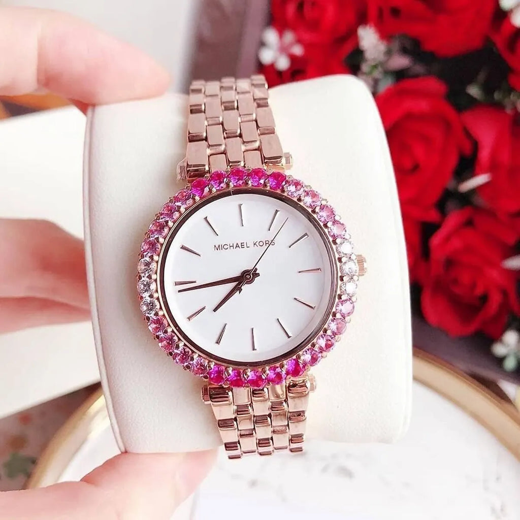 Michael Kors Darci Pave Silver Dial Rose Gold Steel Strap Watch For Women - MK4517 Buy Now By Michael Kors