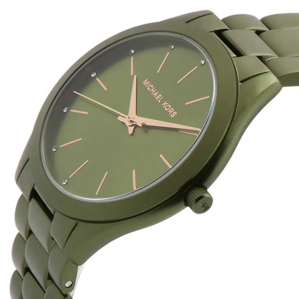 Michael Kors Slim Runway Green Dial Green Steel Strap Watch for Women - MK4526 Buy Now By Michael Kors