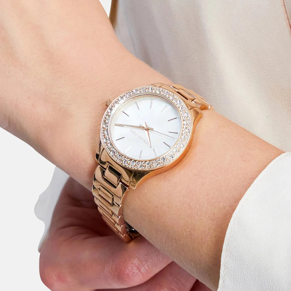 Michael Kors Lilane Three Hand Mother of Pearl White Dial Rose Gold Steel Strap Watch For Women - MK4557 Buy Now By Michael Kors