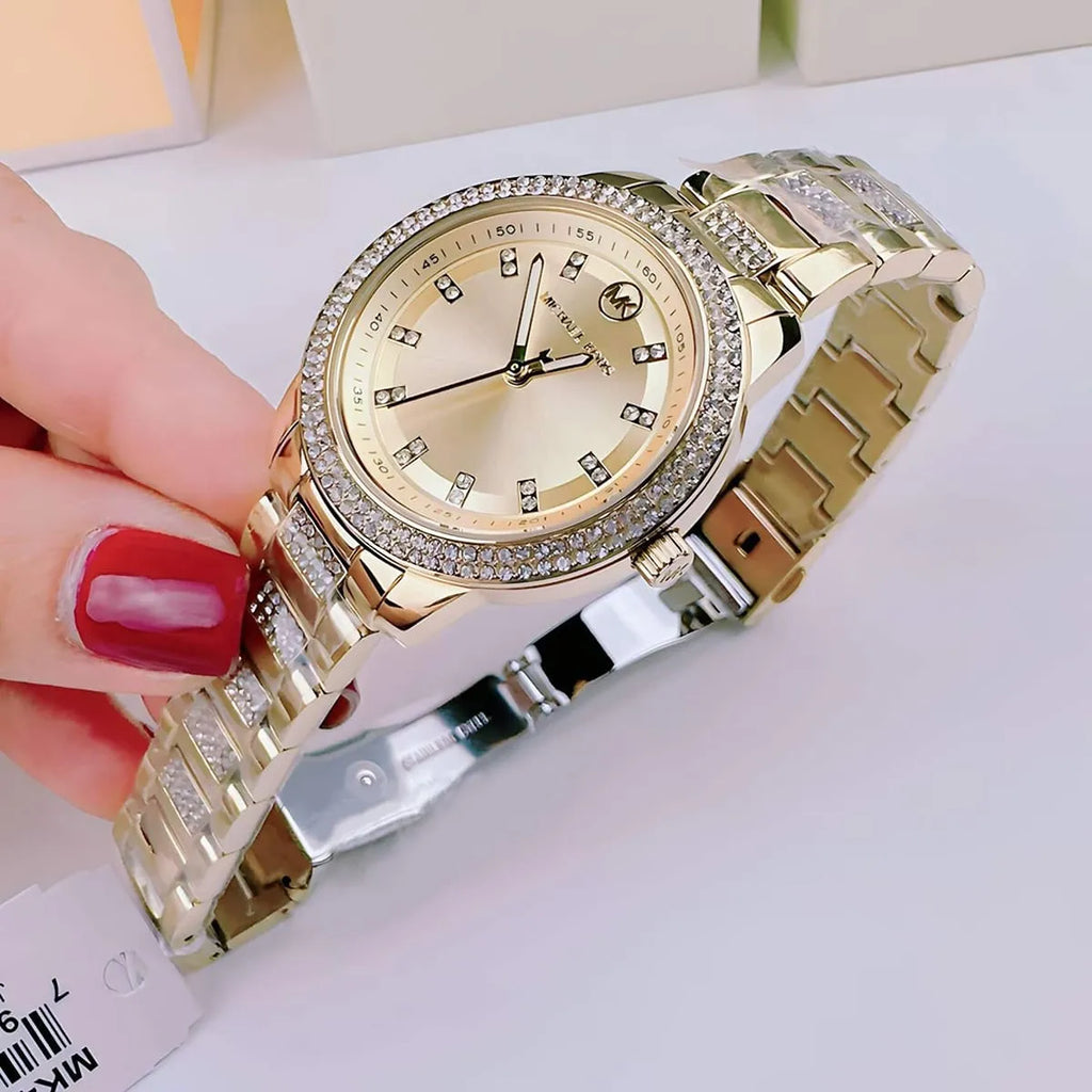 Michael Kors Tibby Three-Hand Glitz Gold Dial Gold Steel Strap Watch for Women - MK4575 Buy Now By Michael Kors