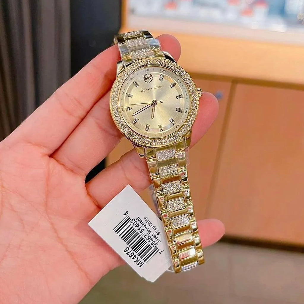 Michael Kors Tibby Three-Hand Glitz Gold Dial Gold Steel Strap Watch for Women - MK4575 Buy Now By Michael Kors