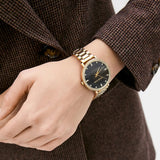 Michael Kors Pyper Three-Hand Black Dial Gold Steel Strap Watch For Women - MK4593 Buy Now By Michael Kors