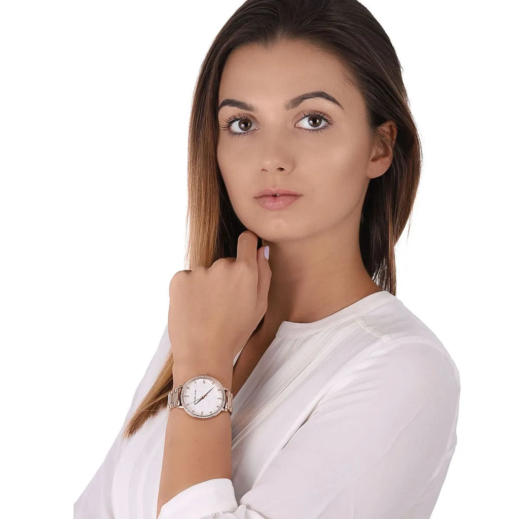 Michael Kors Pyper Three-Hand White Dial Rose Gold Steel Strap Watch For Women - MK4594 Buy Now By Michael Kors