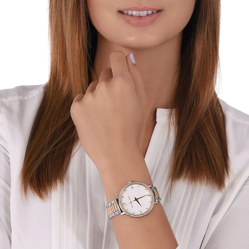 Michael Kors Pyper Three Hand White Dial Two Tone Steel Strap Watch For Women - MK4595 Buy Now By Michael Kors