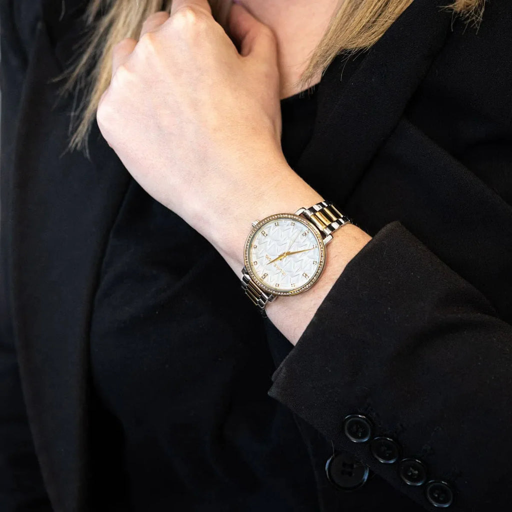 Michael Kors Pyper Three Hand White Dial Two Tone Steel Strap Watch For Women - MK4595 Buy Now By Michael Kors