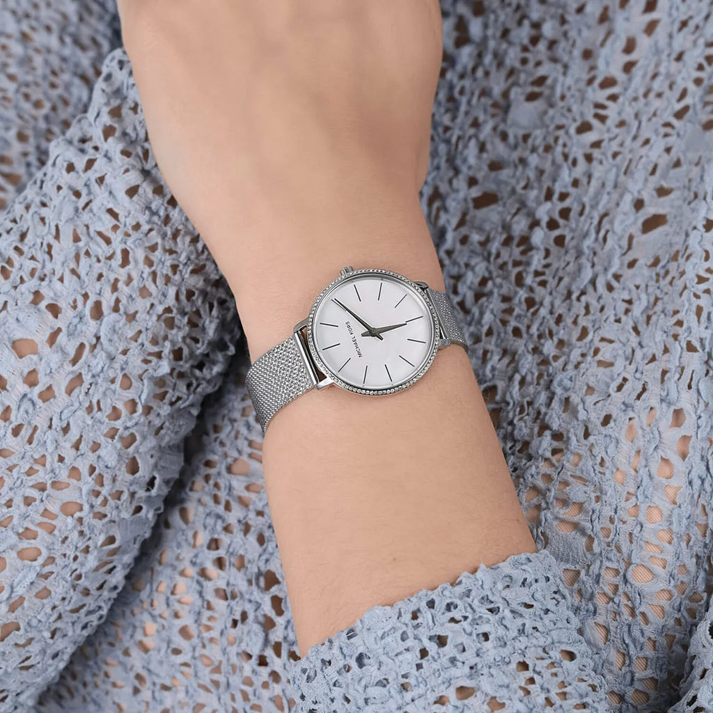 Michael Kors Pyper Quartz Mother of Pearl White Dial Silver Mesh Strap Watch For Women - MK4618 Buy Now By Michael Kors