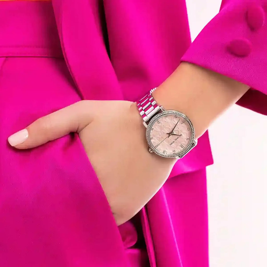 Michael Kors Pyper Three Hand Pink Dial Silver Steel Strap Watch For Women - MK4631 Buy Now By Michael Kors