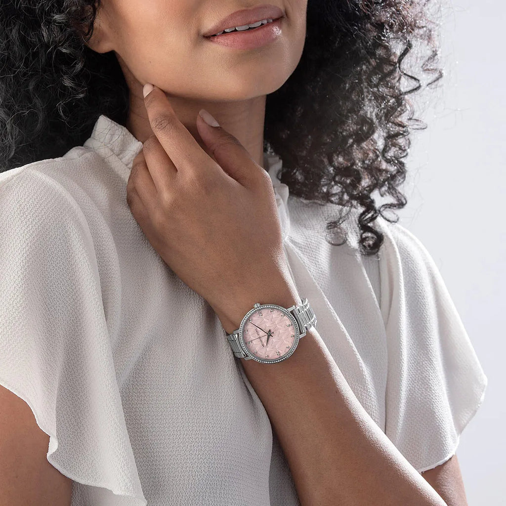 Michael Kors Pyper Three Hand Pink Dial Silver Steel Strap Watch For Women - MK4631 Buy Now By Michael Kors