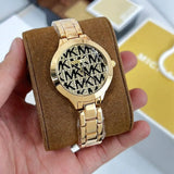 Michael Kors Slim Runway Crystals Gold Dial Gold Steel Strap Watch for Women - MK4659 Buy Now By Michael Kors