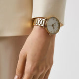 Michael Kors Pyper Three Hand White Dial Gold Steel Strap Watch For Women - MK4666 Buy Now By Michael Kors