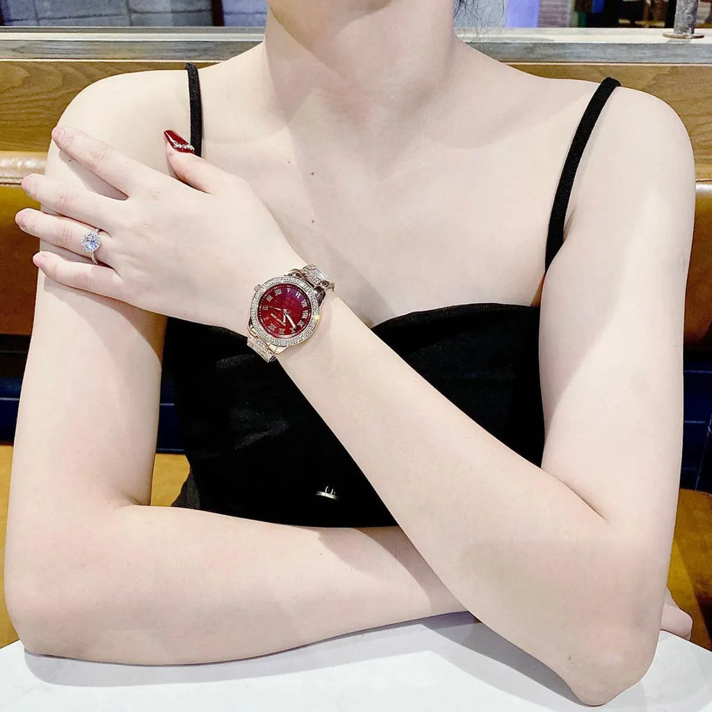 Michael Kors Tibby Multifunction Crystals Maroon Dial Rose Gold Steel Strap Watch for Women - MK4685 Buy Now By Michael Kors