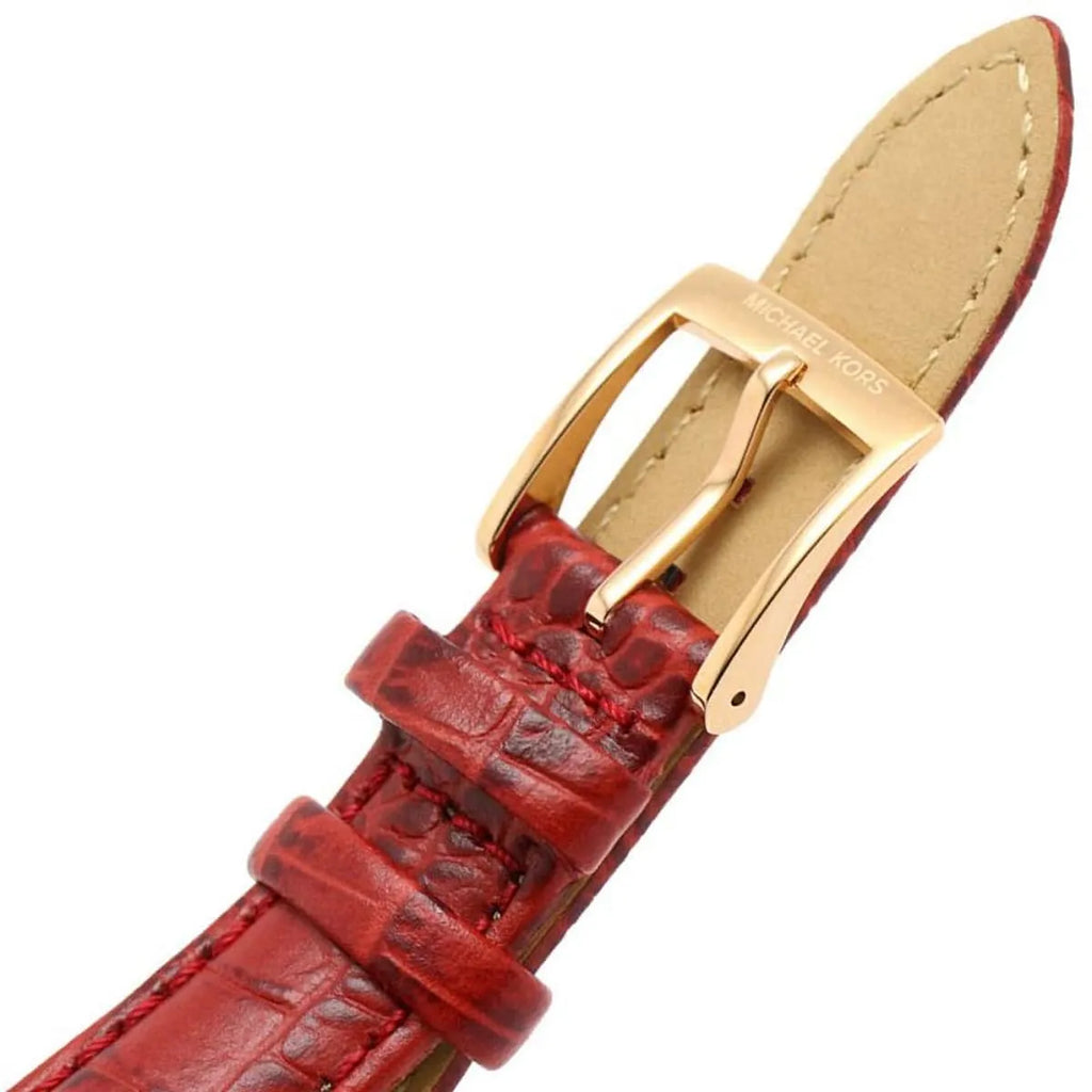 Michael Kors Emery Quartz Diamonds Silver Dial Red Leather Strap Watch For Women - MK4689 Buy Now By Michael Kors