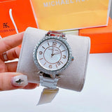 Michael Kors Parker Three Hand Mother of Pearl White Dial Silver Steel Strap Watch For Women - MK4694 Buy Now By Michael Kors
