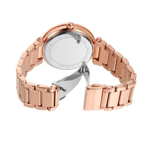 Michael Kors Parker Three-Hand Mother of Pearl White Dial Rose Gold Steel Strap Watch For Women - MK4695 Buy Now By Michael Kors