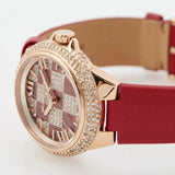 Michael Kors Camille Three Hand Crystals Rose Gold Dial Red Leather Strap Watch For Women - MK4701 Buy Now By Michael Kors