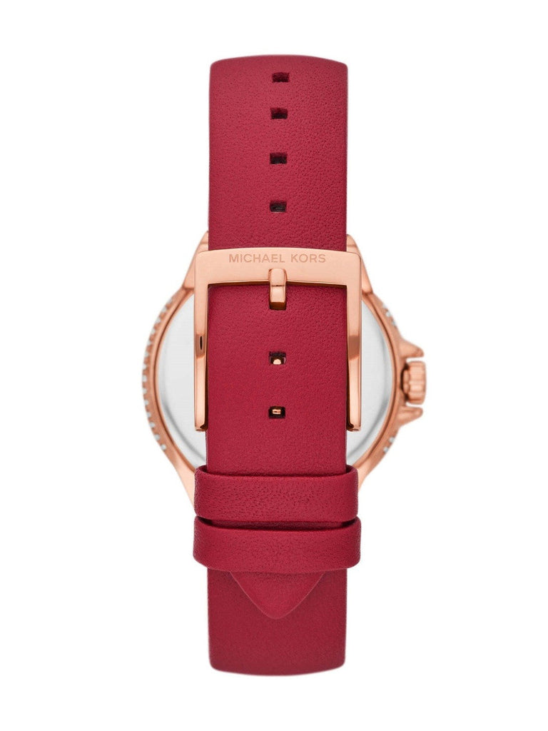 Michael Kors Camille Three Hand Crystals Rose Gold Dial Red Leather Strap Watch For Women - MK4701 Buy Now By Michael Kors
