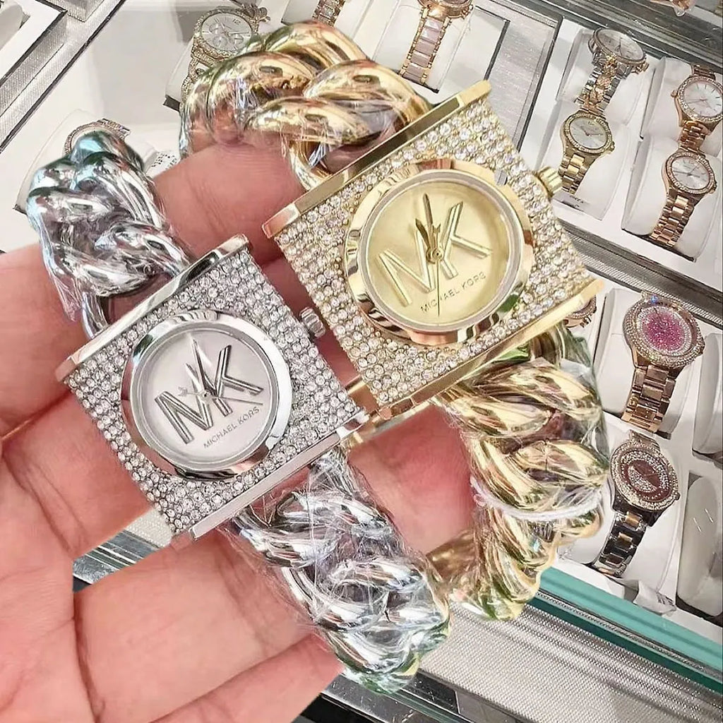 Michael Kors Chain Lock Pave Gold Dial Gold Steel Strap Watch For Women - MK4711 Buy Now By Michael Kors