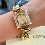 Michael Kors Chain Lock Pave Gold Dial Gold Steel Strap Watch For Women - MK4711 Buy Now By Michael Kors