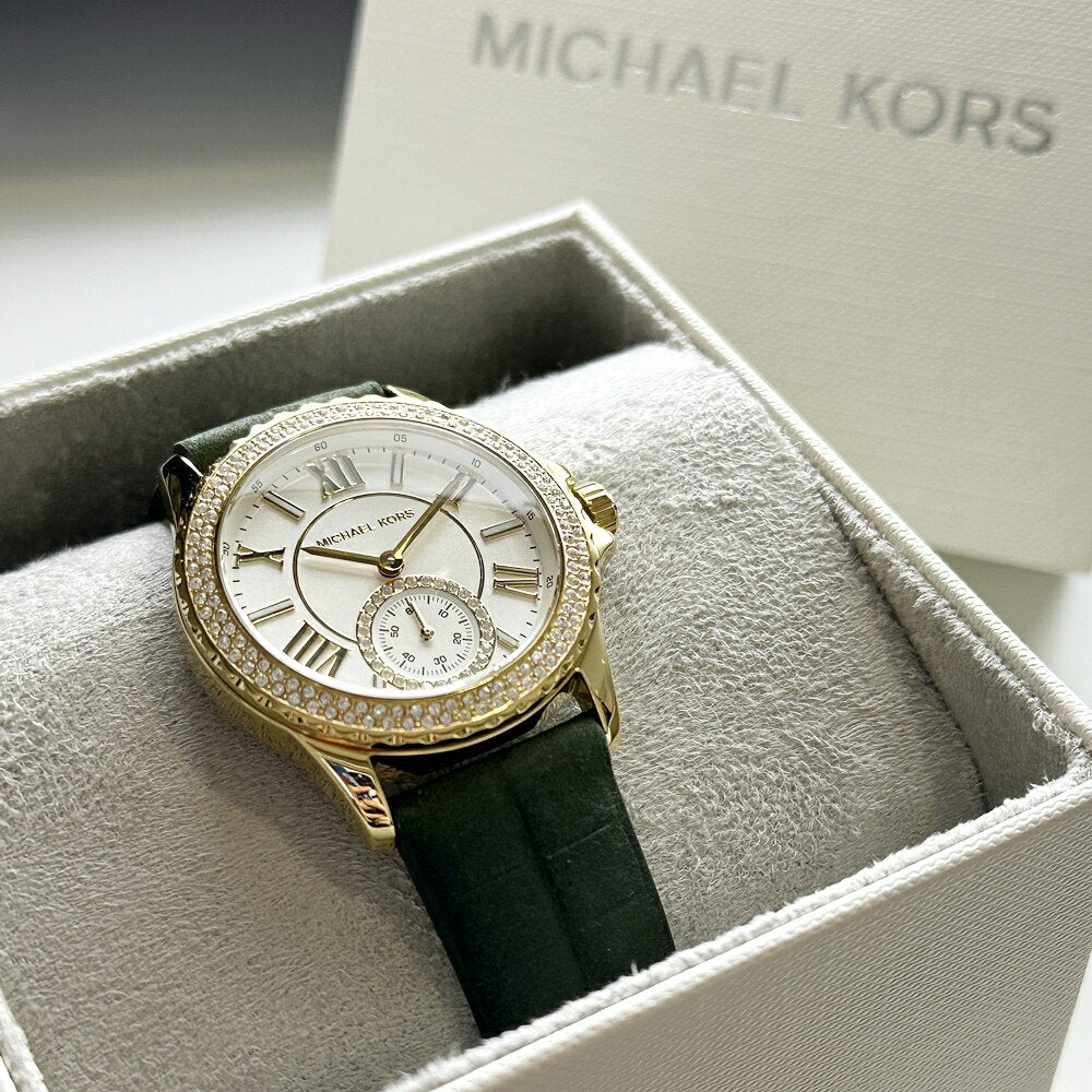 Michael Kors Mini Everest Crystals White Dial Green Leather Strap Watch for Women - MK4720 Buy Now By Michael Kors