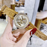 Michael Kors Parker Three-Hand Gold Dial Brown Leather Strap Watch For Women - MK4725 Buy Now By Michael Kors