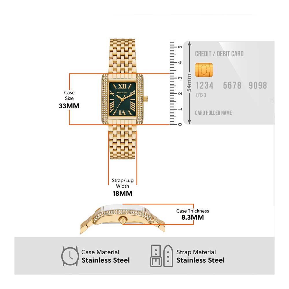 Michael Kors Emery Pave Analog Green Dial Gold Steel Strap Watch for Women - MK4742 Buy Now By Michael Kors