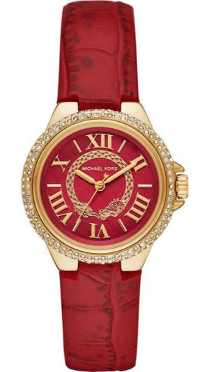 Michael Kors Camille Three-Hand Red Dial Red Leather Strap Watch for Women - MK4750 Buy Now By Michael Kors