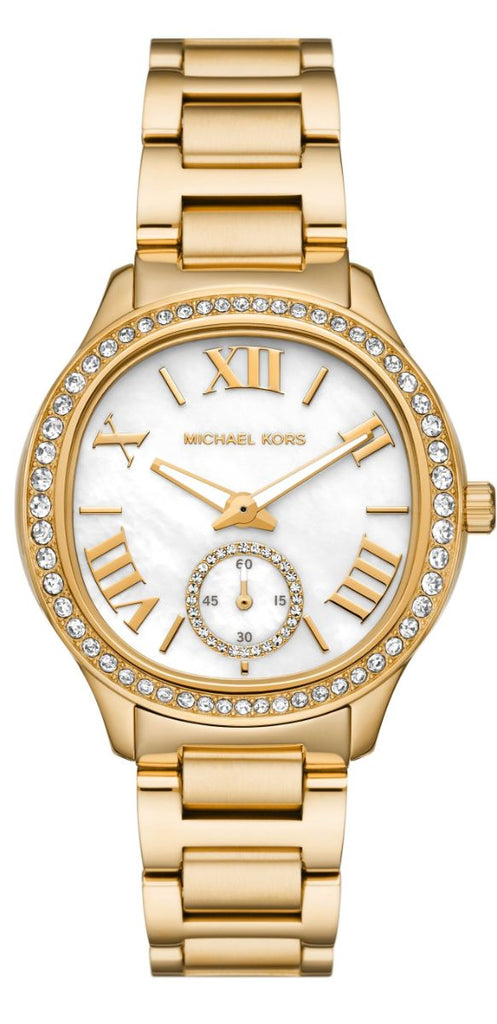 Michael Kors Sage Analog White Dial Gold Steel Strap Watch for Women - MK4822 Buy Now By Michael Kors