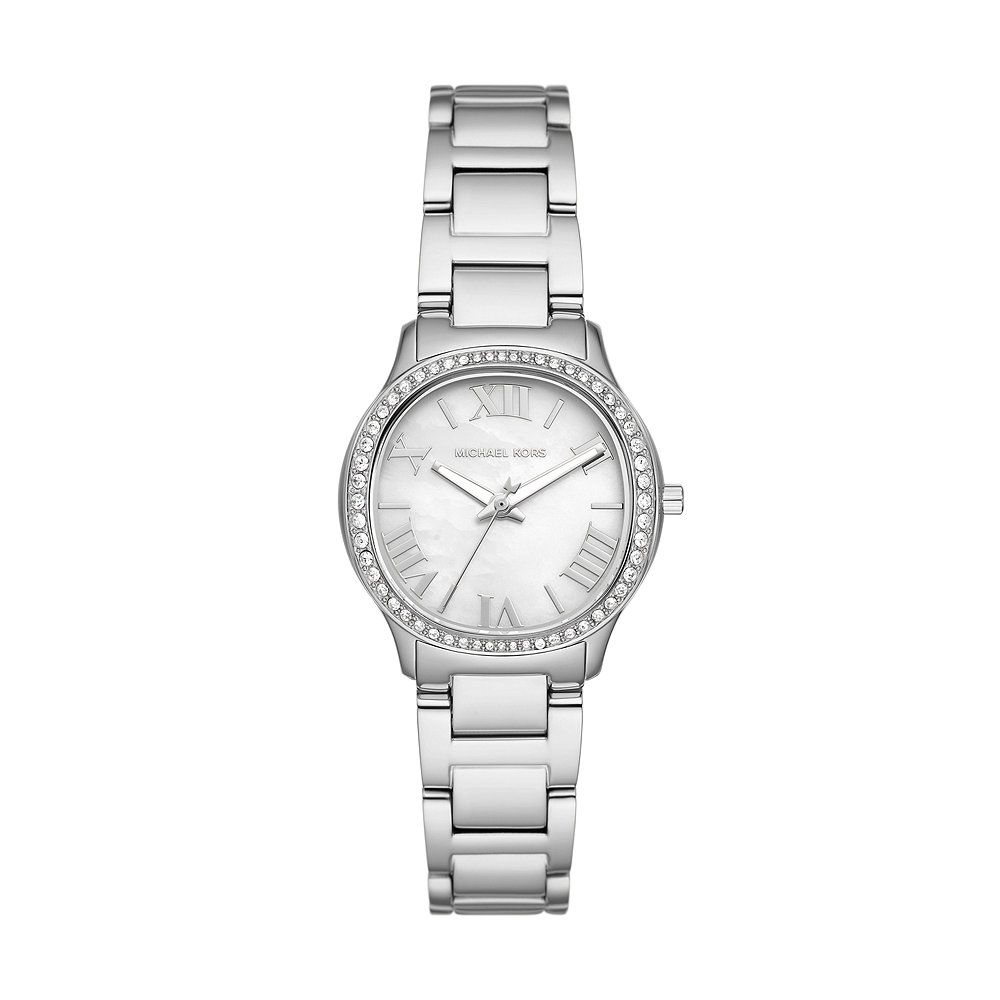Michael Kors Sage Three-Hand Mother of Pearl White Dial Silver Steel Strap Watch for Women - MK4824 Buy Now By Michael Kors