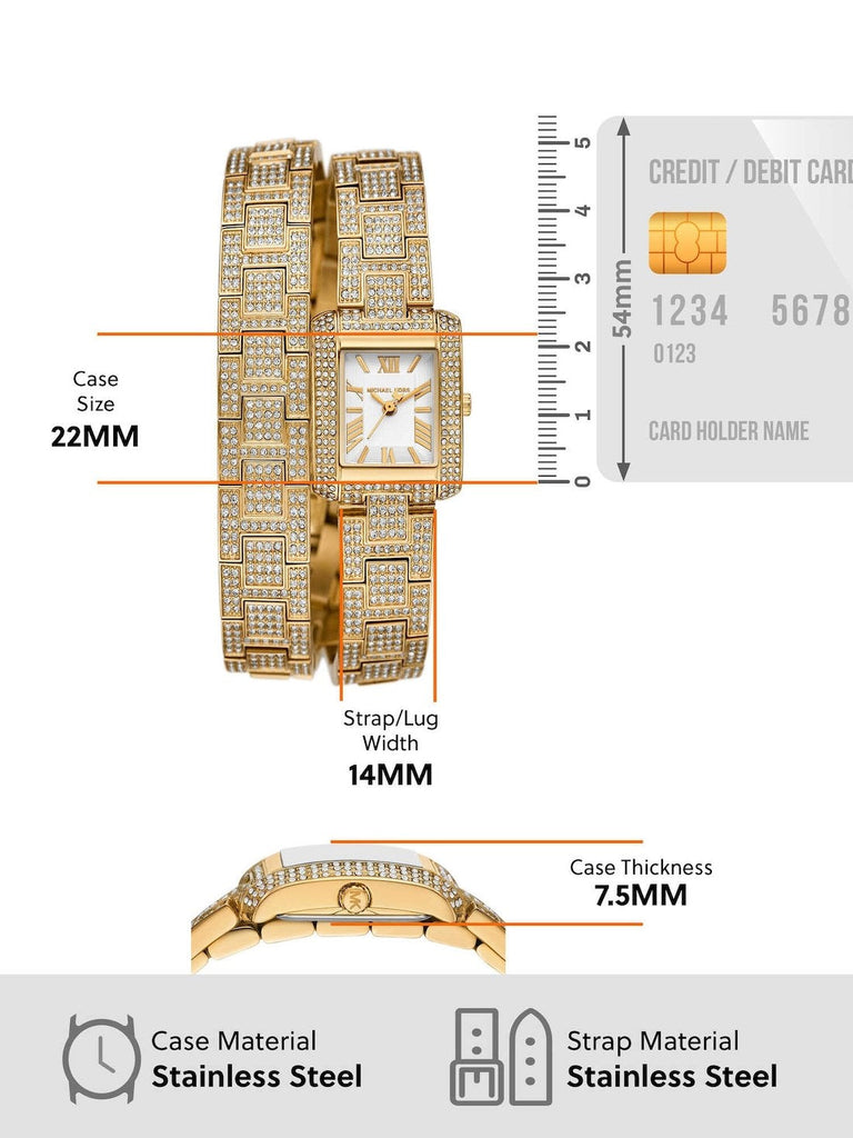 Michael Kors Emery Analog Crystals White Dial Gold Steel Strap Watch for Women - MK4835 Buy Now By Michael Kors