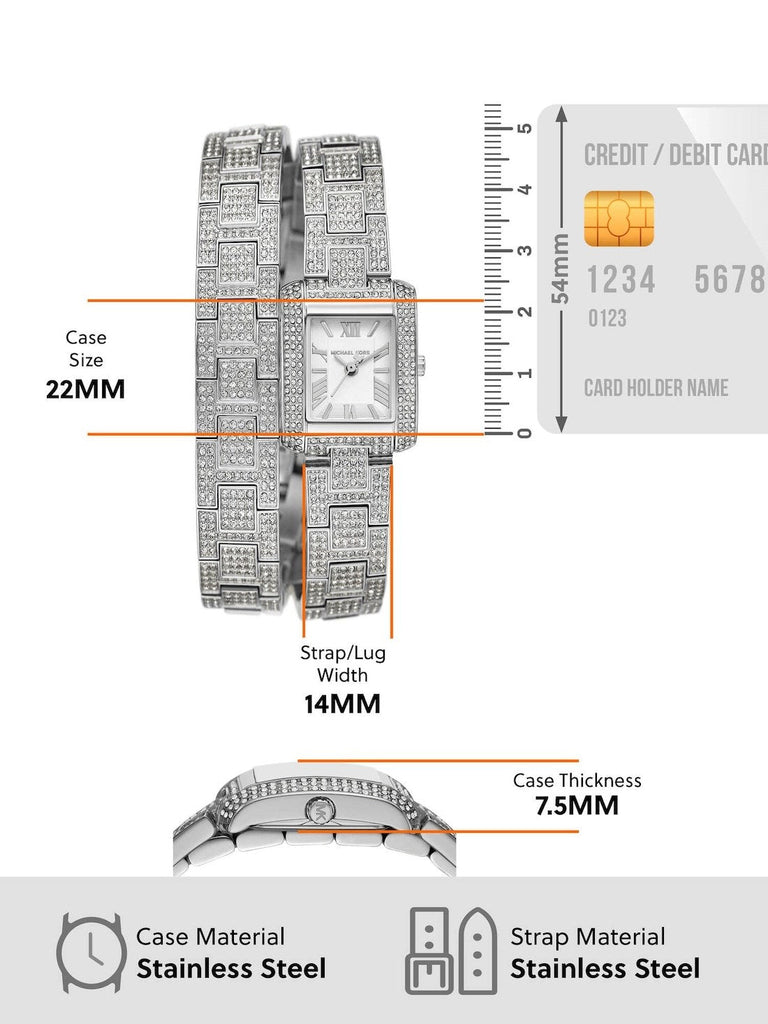Michael Kors Emery Pave Double Wrap Crystals White Dial Silver Steel Strap Watch for Women - MK4836 Buy Now By Michael Kors