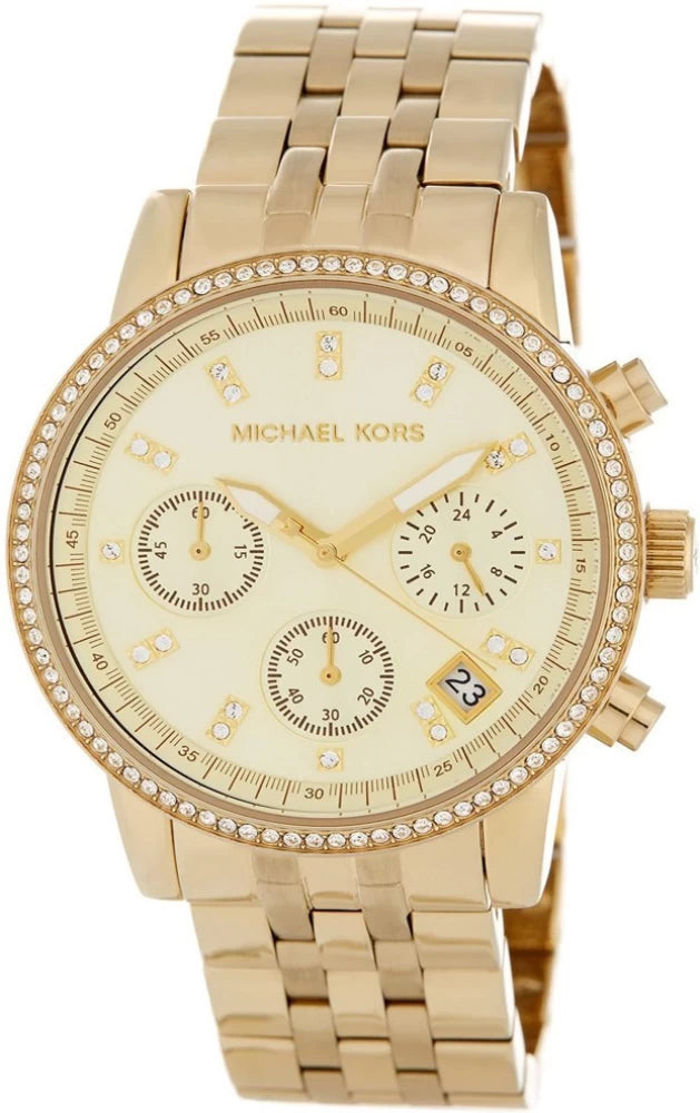 Michael Kors Runway Chronograph Gold Dial Gold Steel Strap Watch For Women - MK5698 Buy Now By Michael Kors