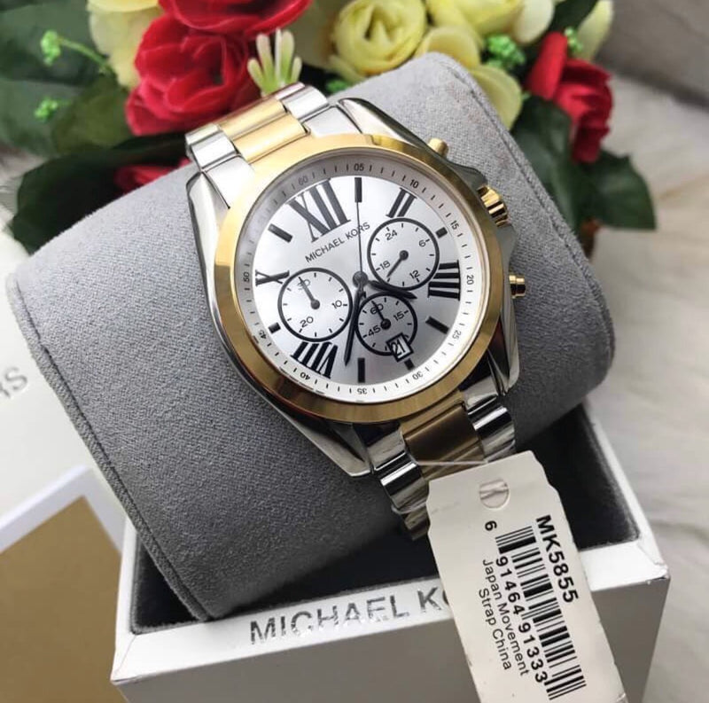 Michael Kors Bradshaw Chronograph Silver Dial Two Tone Steel Strap Watch For Women - MK5855 Buy Now By Michael Kors