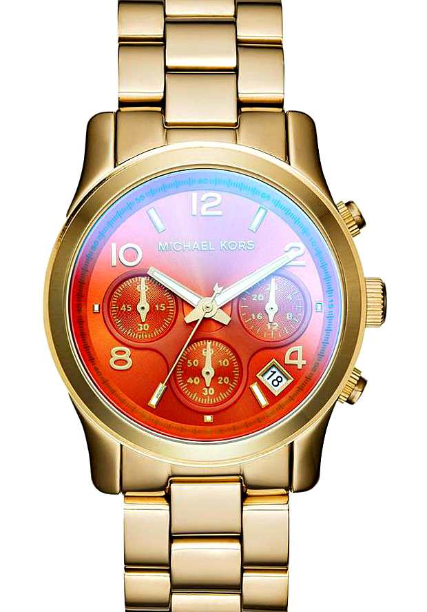 Michael Kors Runway Iridescent Pink Dial Gold Steel Strap Watch for Women - MK5939 Buy Now By Michael Kors