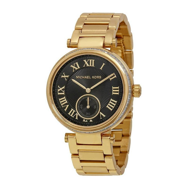 Michael Kors Skylar Black Dial Gold Steel Strap Watch for Women - MK5989 Buy Now By Michael Kors
