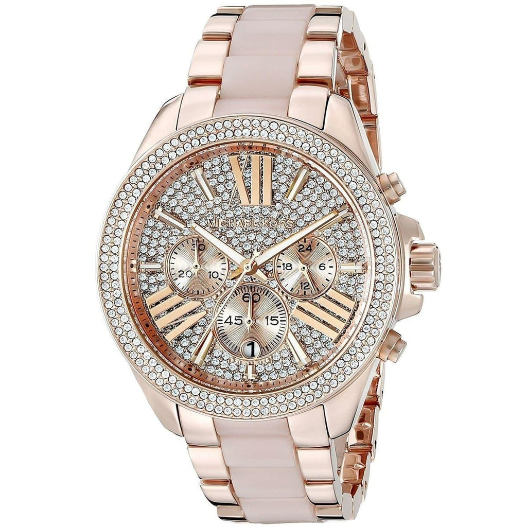 Michael Kors Wren Crystals Rose Gold Dial Rose Gold Steel Strap Watch for Women - MK6096 Buy Now By Michael Kors
