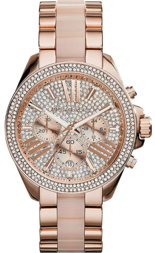 Michael Kors Wren Crystals Rose Gold Dial Rose Gold Steel Strap Watch for Women - MK6096 Buy Now By Michael Kors